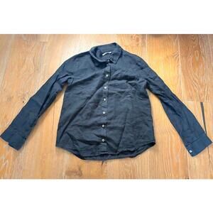 Reformation Black 100%Linen Button-Up Shirt Classic Clean Girl Style XS